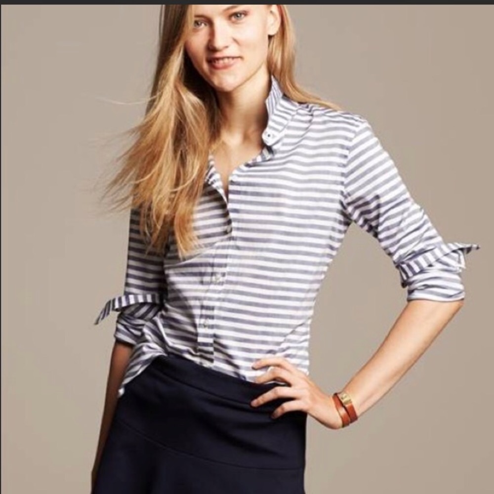 Banana Republic blue and white striped blouse